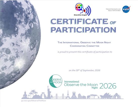 CERTIFICATE OF PARTICIPATIO Observe de Moon Night 2026